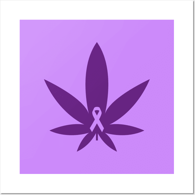 CBD epilepsy ribbon purple Wall Art by MickeyEdwards